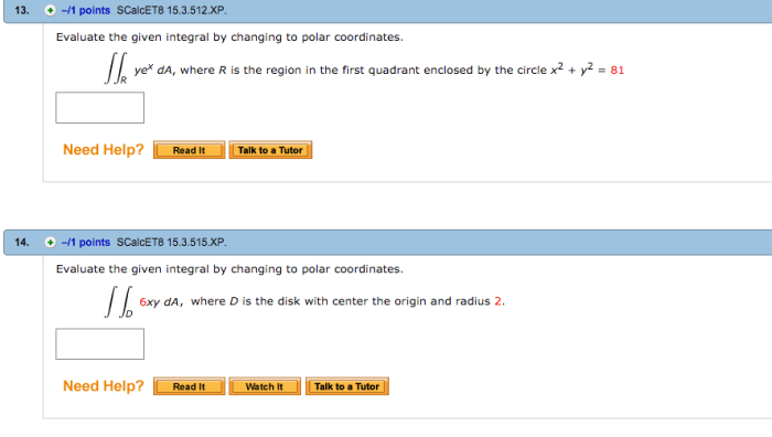 Integral evaluate solved coordinates